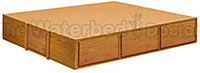 A wooden box is sitting on top of a white surface.