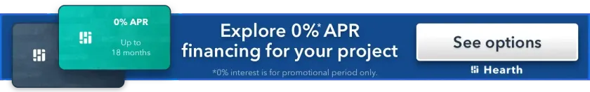 A blue banner that says explore 0 % apr financing for your project