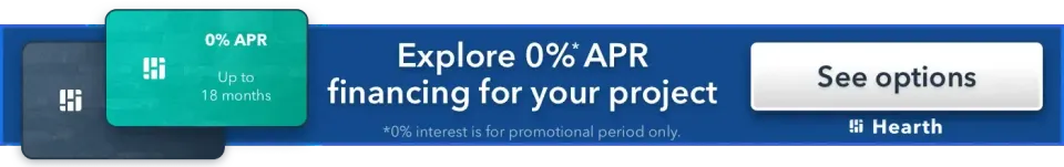 A blue banner that says explore 0 % apr financing for your project