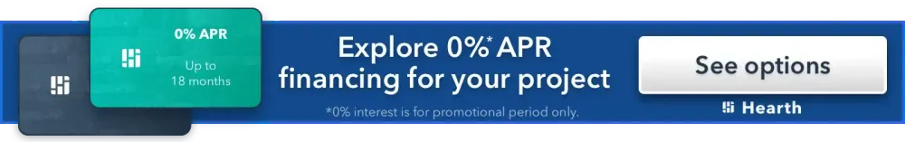 A blue banner that says explore 0 % apr financing for your project