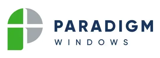 A logo for a company called paradigm windows