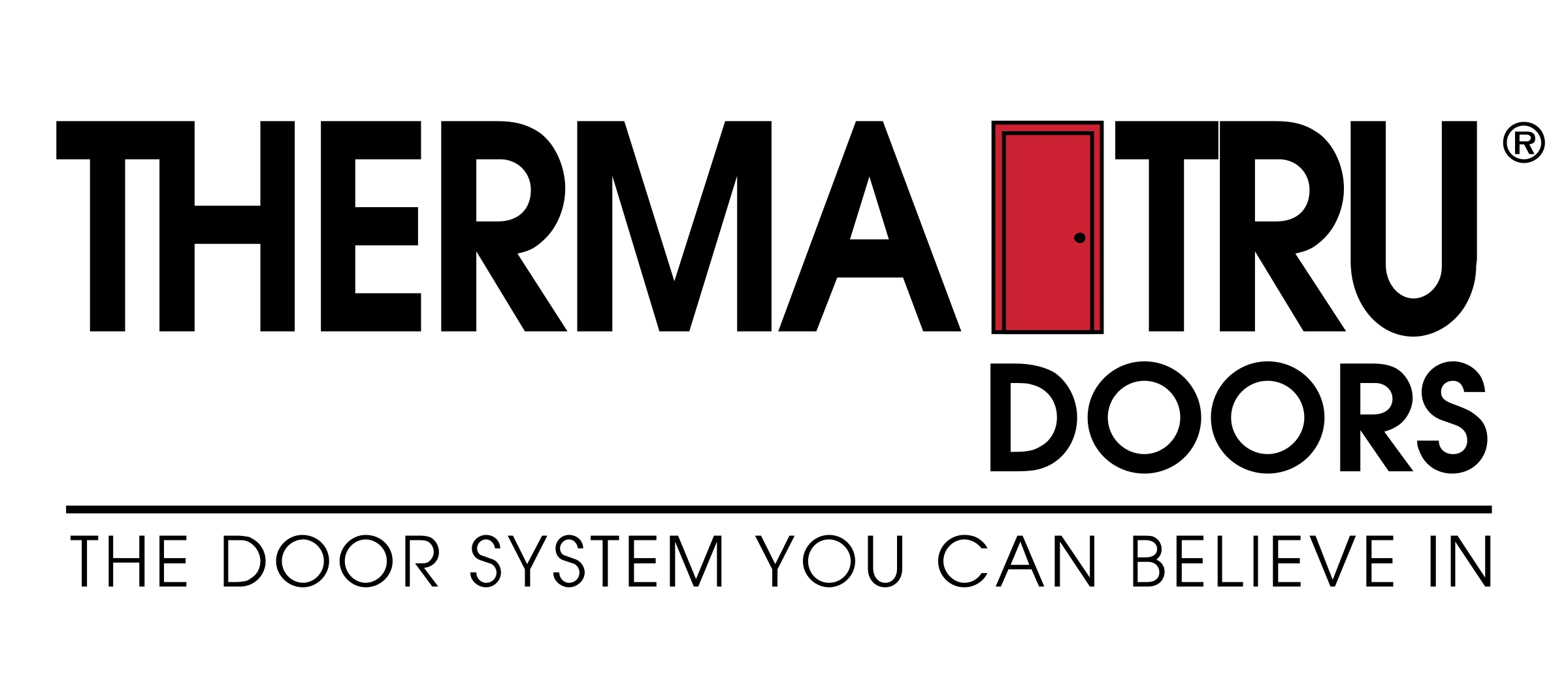 The logo for therma tru doors is the door system you can believe in.