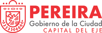 Pereira city logo: red text and emblem; 