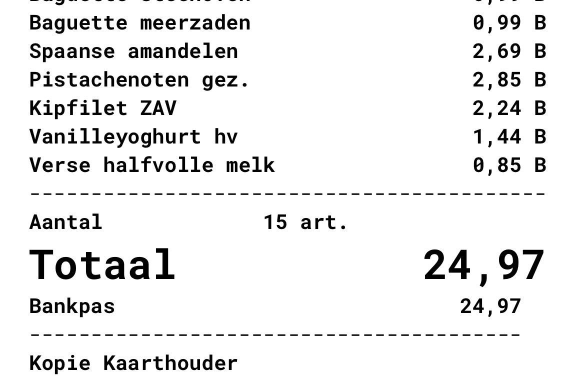 Boodschappen bij Lidl: € 24,97