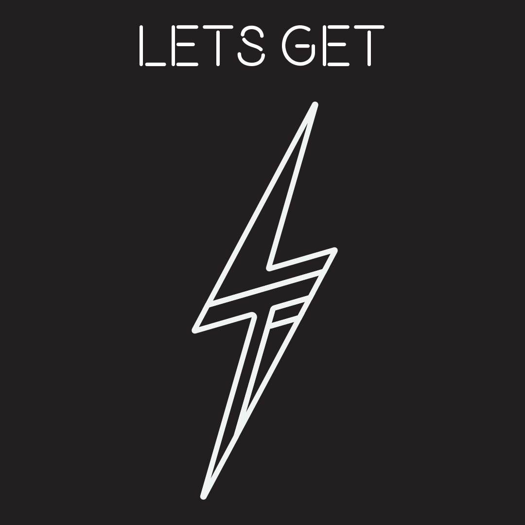 Neon lightning bolt logo for LIT brand in pink, green, and blue, designed as a bold brand identity mark.
