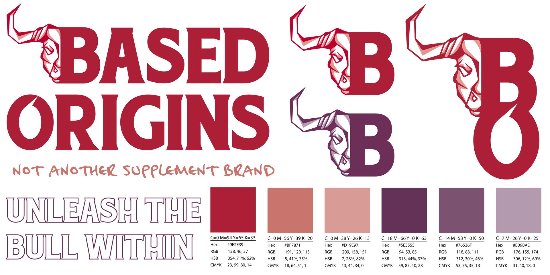 Brand Identity Assets for Based Origins - Logo suite, colour palette, tagline.