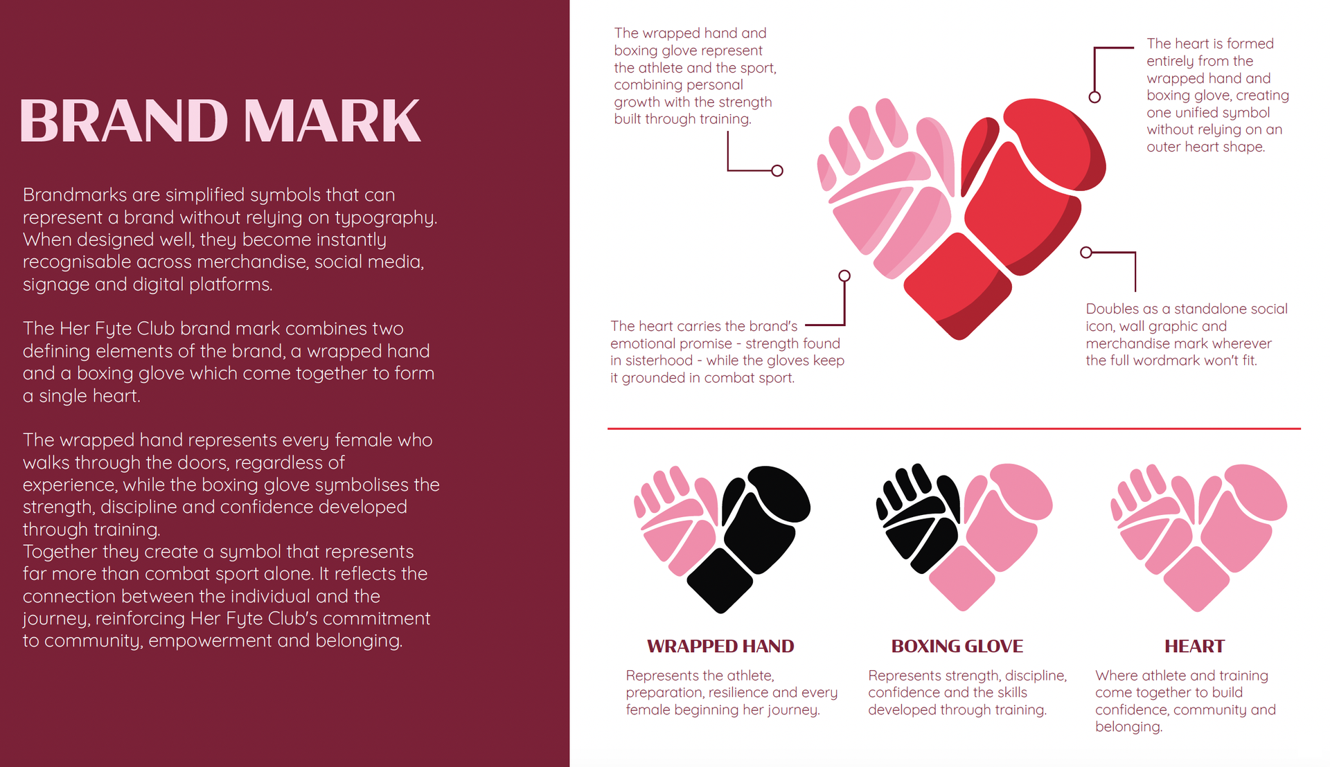 Her Fyte Club brandmark visual identity design