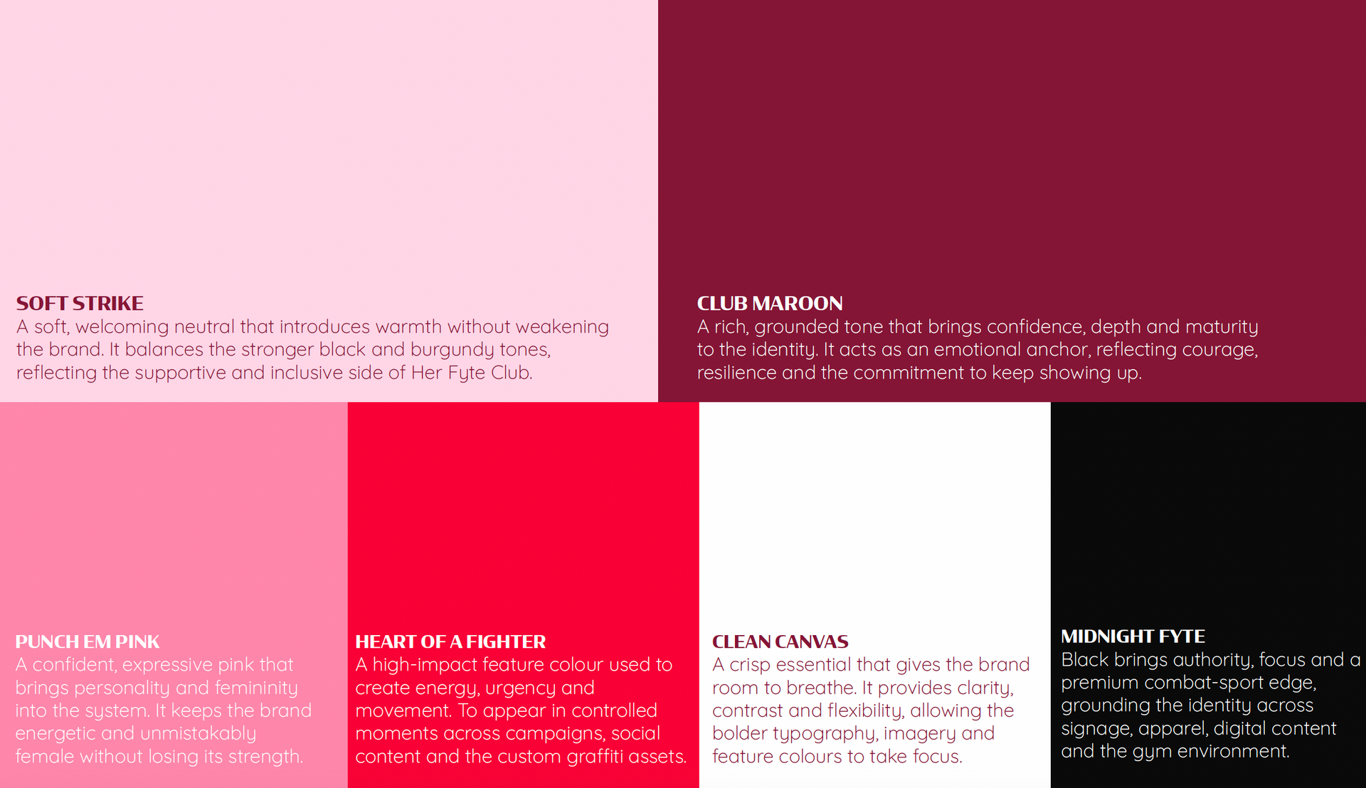 Her Fyte Club brand colours