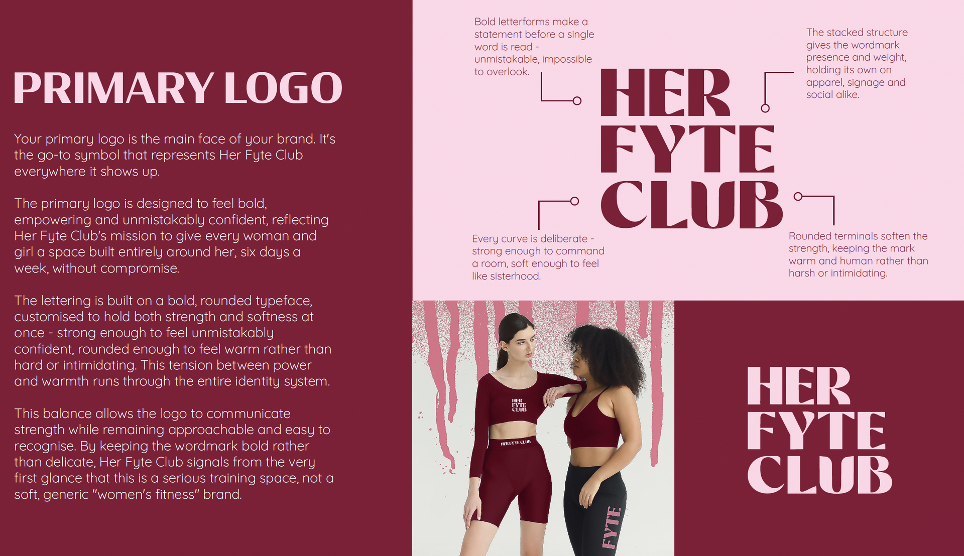 Her Fyte Club Primary logo visual identity design