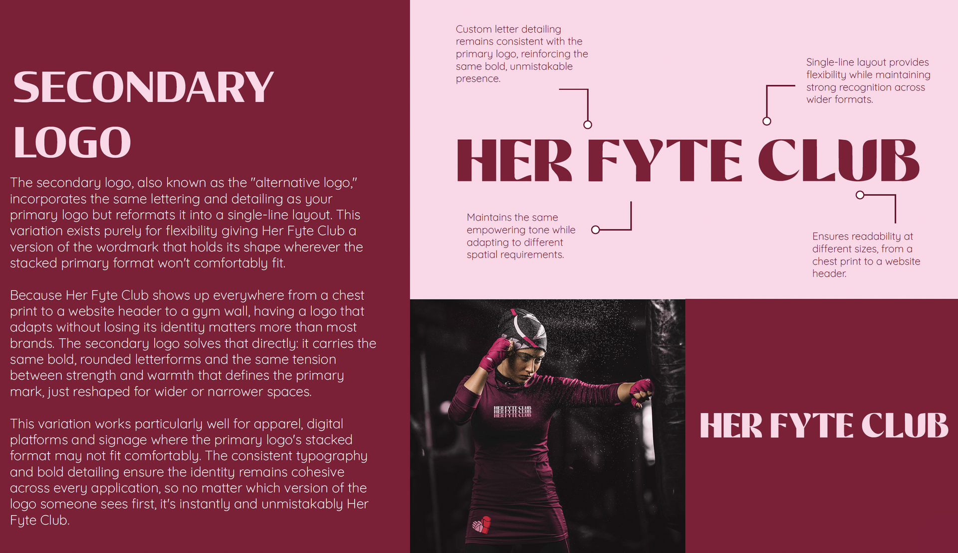 Her Fyte Club Secondary logo visual identity design