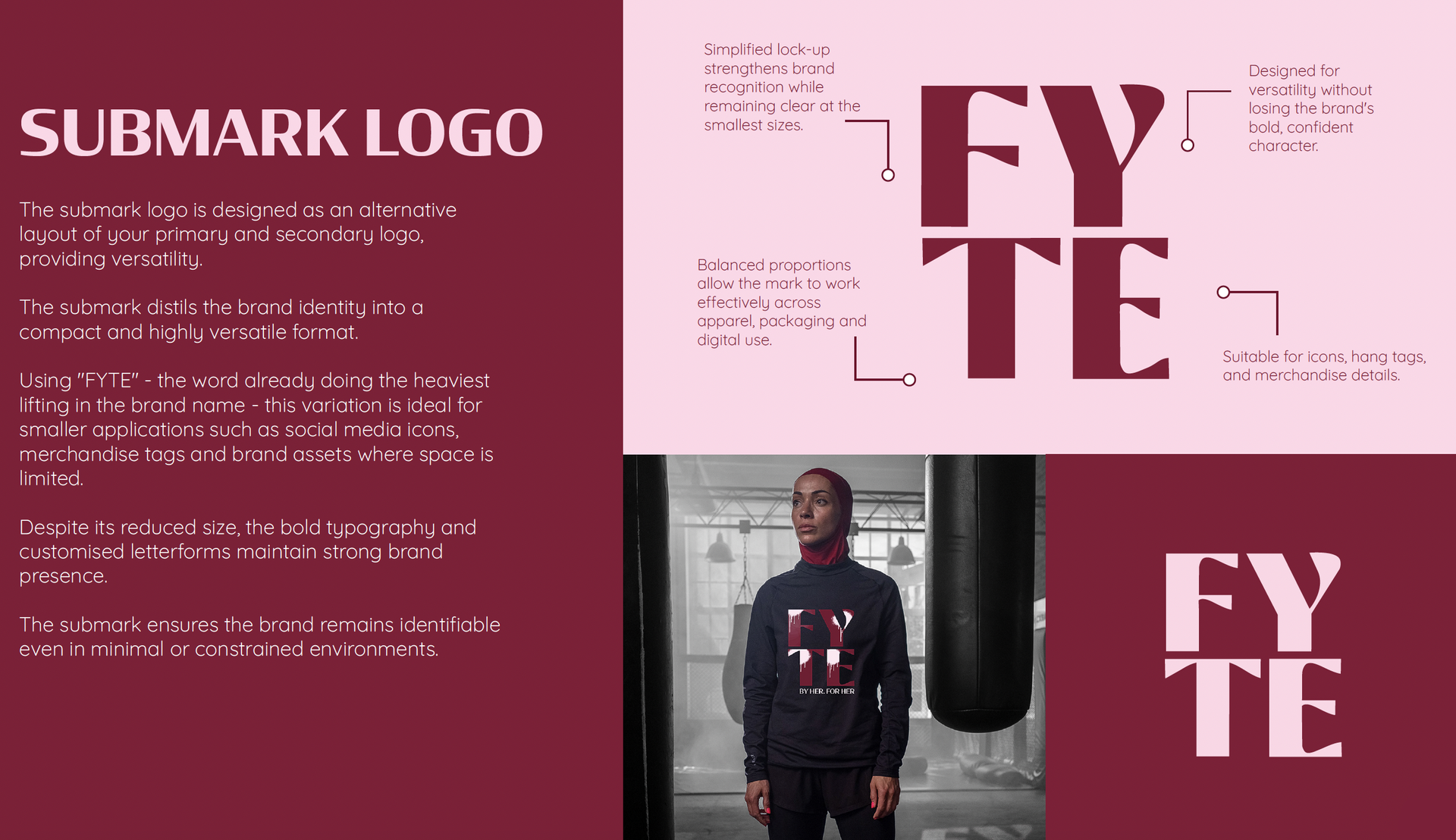 Her Fyte Club Submark logo visual identity design