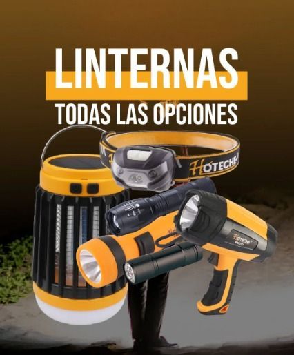 Varias linternas y frontales con texto 