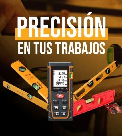 Un medidor de distancia láser con niveles que facilita la precisión en el trabajo. Colores naranja y negro.