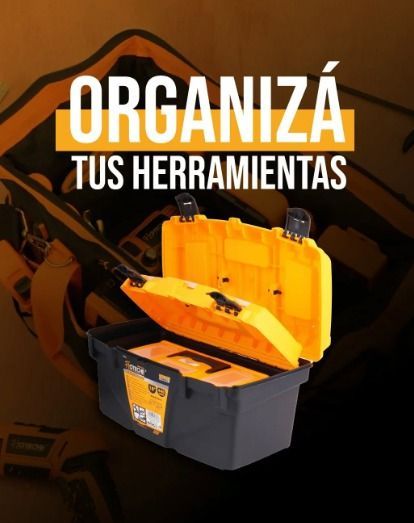 Cajas de herramientas amarillas y negras, texto 