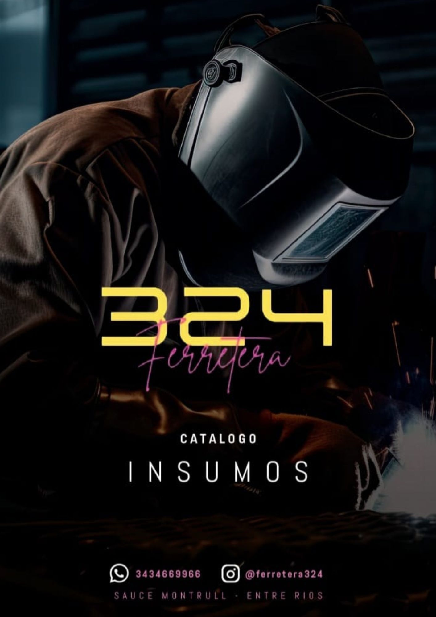 Soldador en configuración oscura, portada del catálogo. Texto: «324 Ferretería