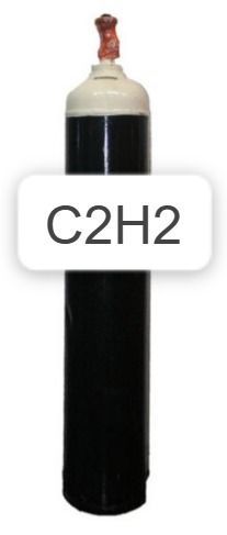 Un cilindro de gas acetileno negro etiquetado 