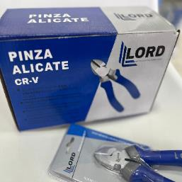 Caja de alicates marca LORD con un par de alicates en el frente.