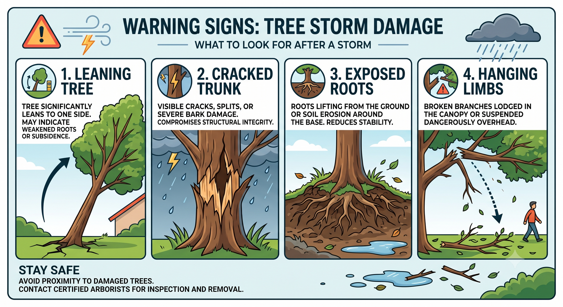 warning signs that storm damage tree removal may be needed