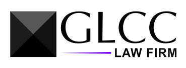 Black square with letter GLCC, purple line, and