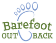 Barefoot Out Back Logo in green with blue footprint