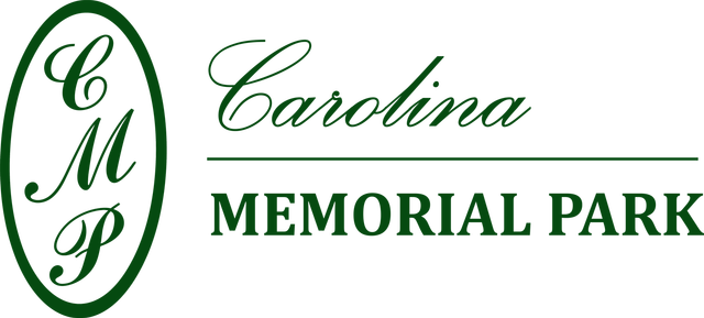 Carolina Memorial Park logo in green script and serif text on white background