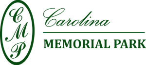 Carolina Memorial Park logo in green script and serif text on white background