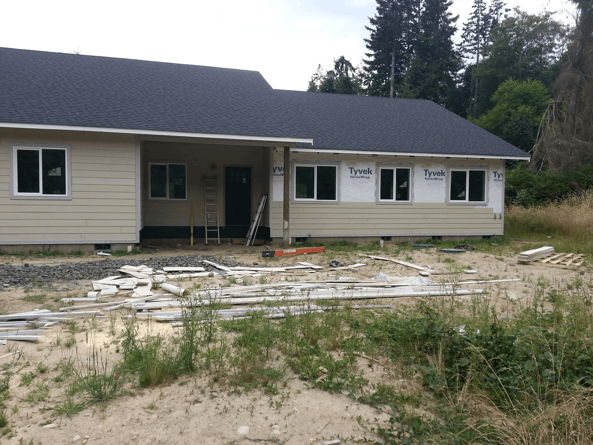 New roof installation on home undergoing renovation