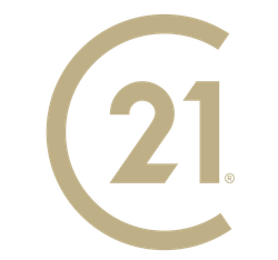 Gold &ldquo;21&rdquo; inside a large gold &ldquo;C&rdquo; logo on a white background