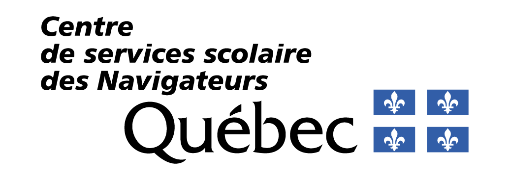 Logo of Centre de services scolaire des Navigateurs Québec with the Québec flag.