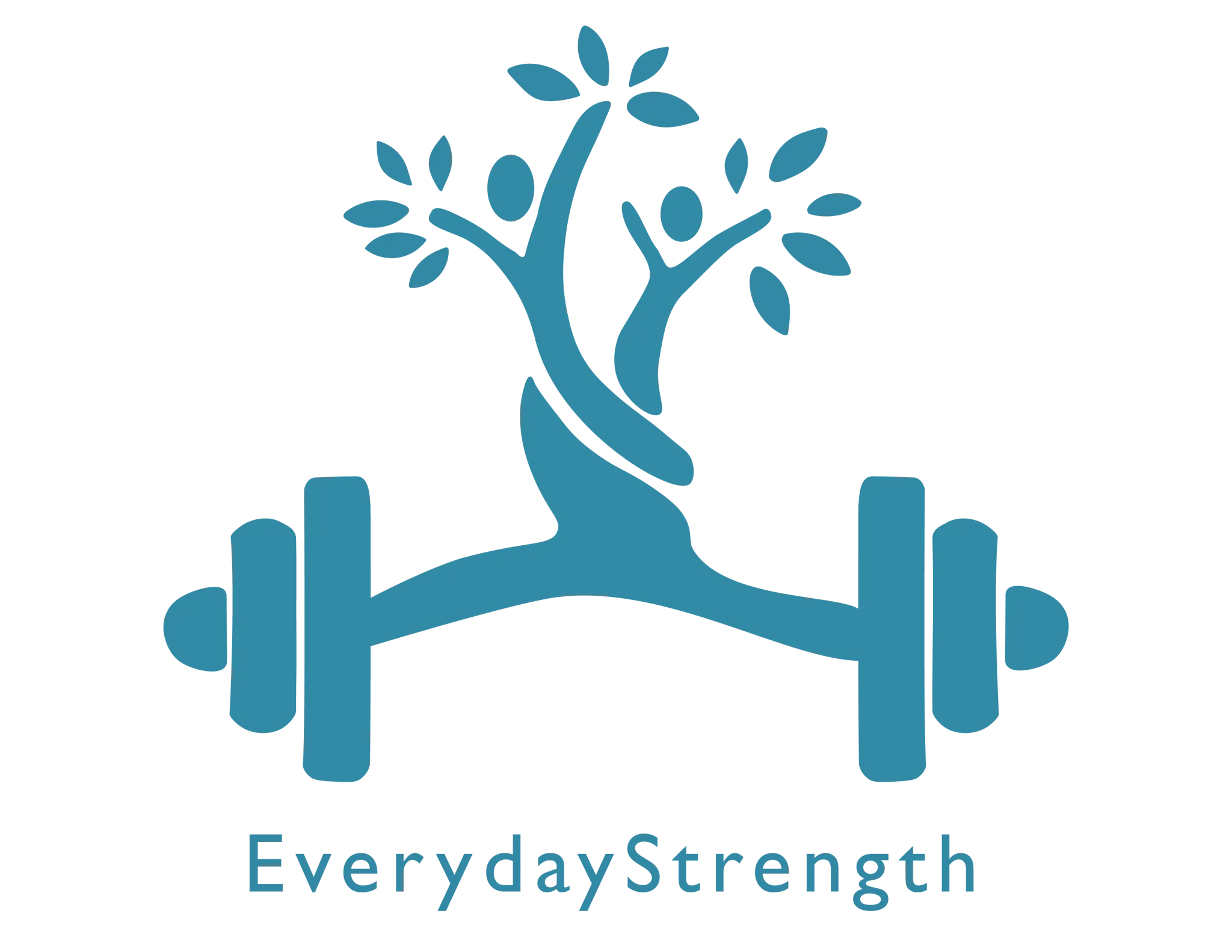EverydayStrength logo with teal tree growing from a barbell
