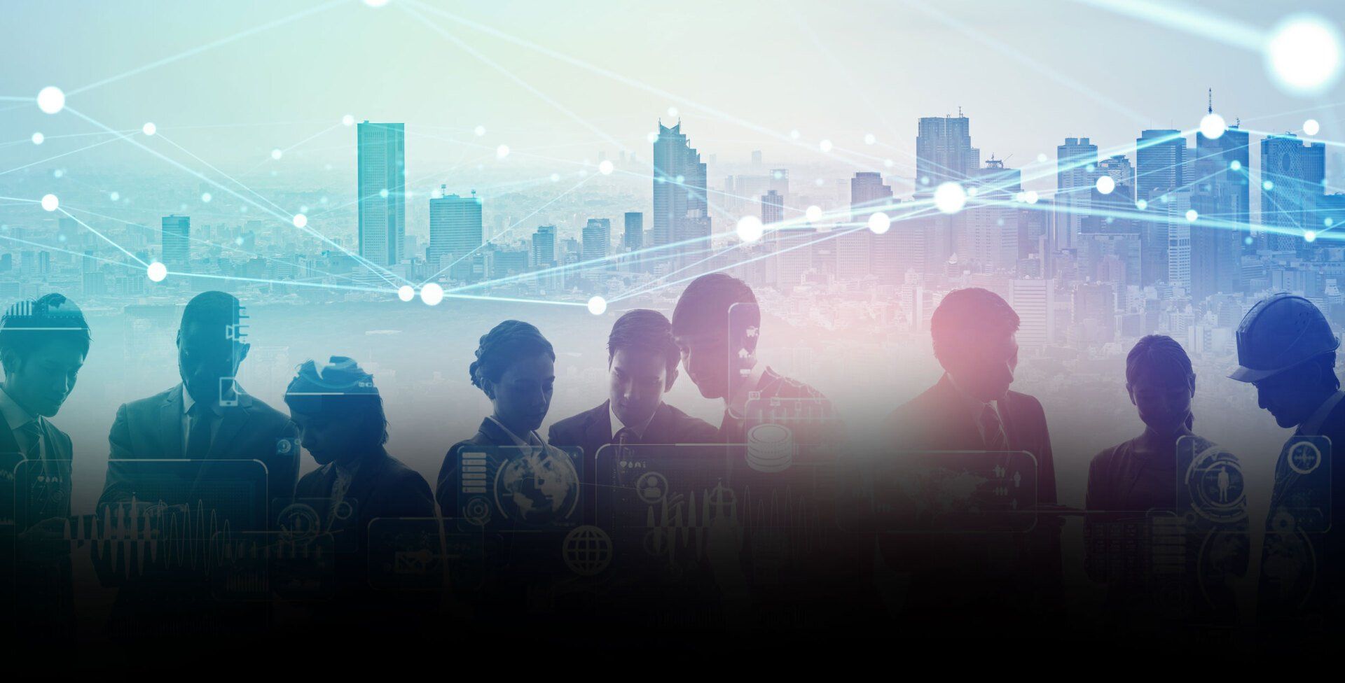 Group of people and communication network concept.