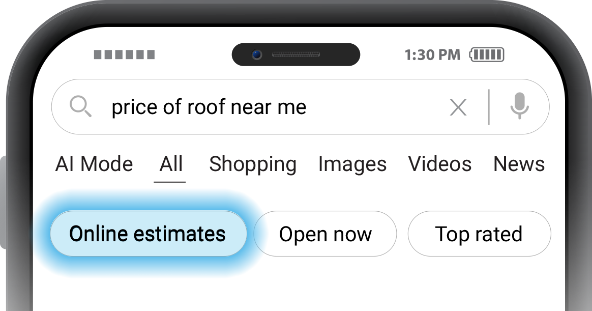 Google Online Estimate Filter Button