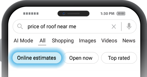 Smartphone screen showing a Google search for