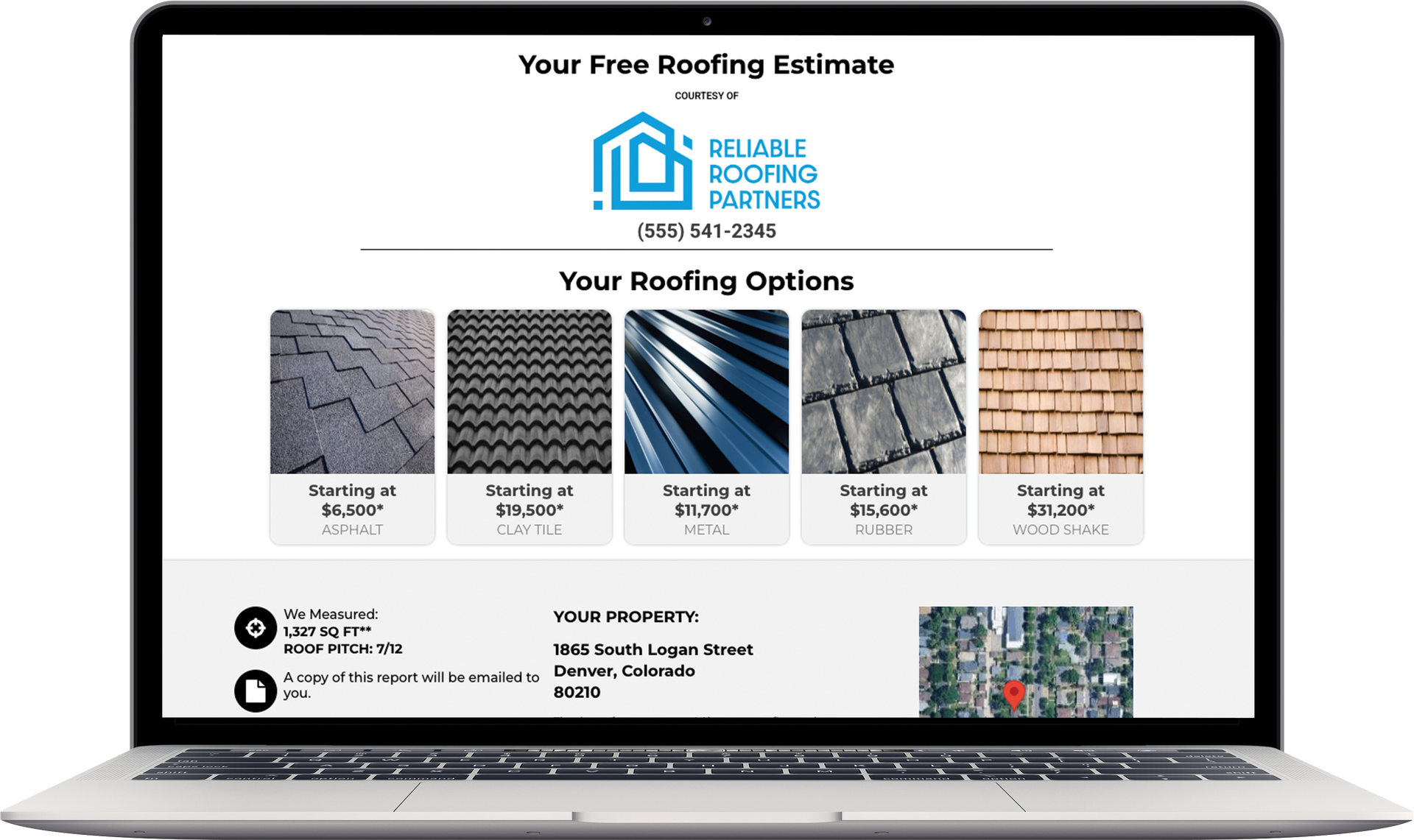 QuickQuote for Roofs contractor lead portal.