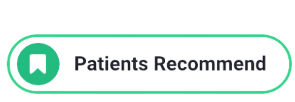 Green outlined badge with bookmark icon and the text “Patients Recommend”