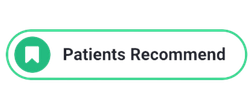 Green outlined badge with bookmark icon and the text “Patients Recommend”
