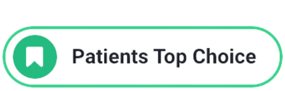Green badge with bookmark icon and the text “Patients Top Choice”