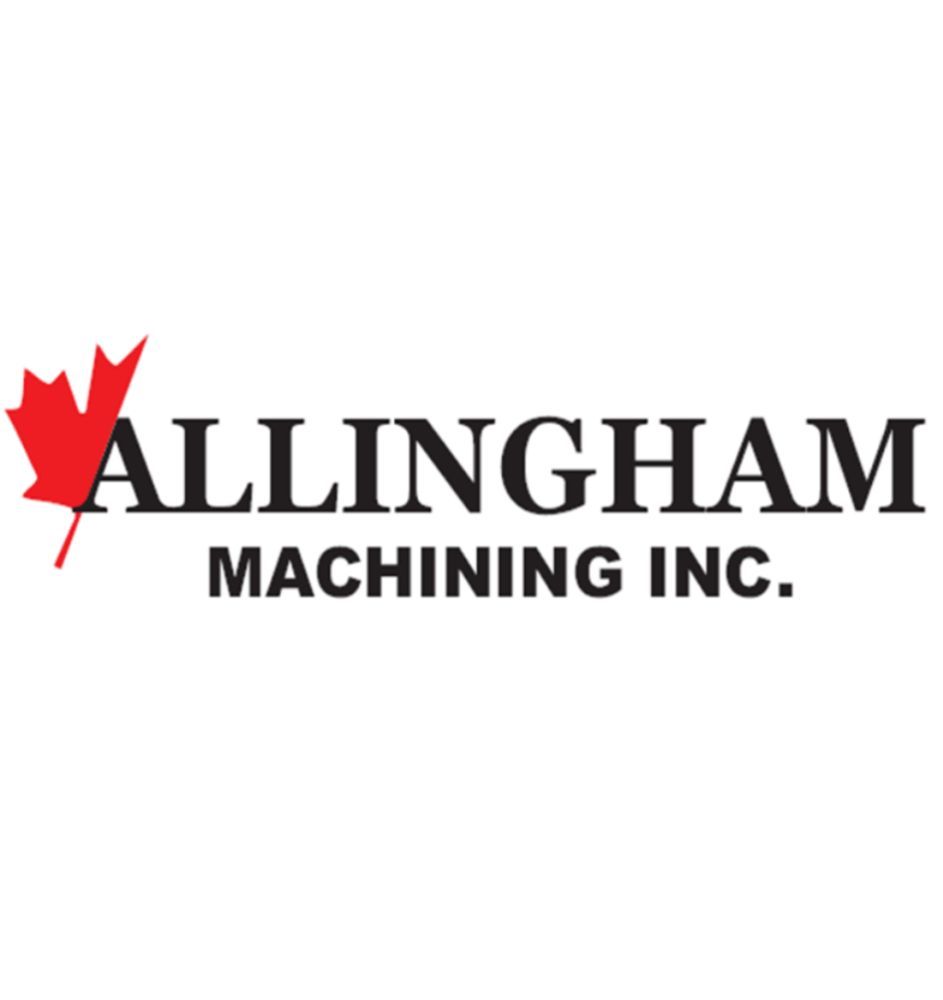 Allingham Machining Inc. logo with red maple leaf and black text