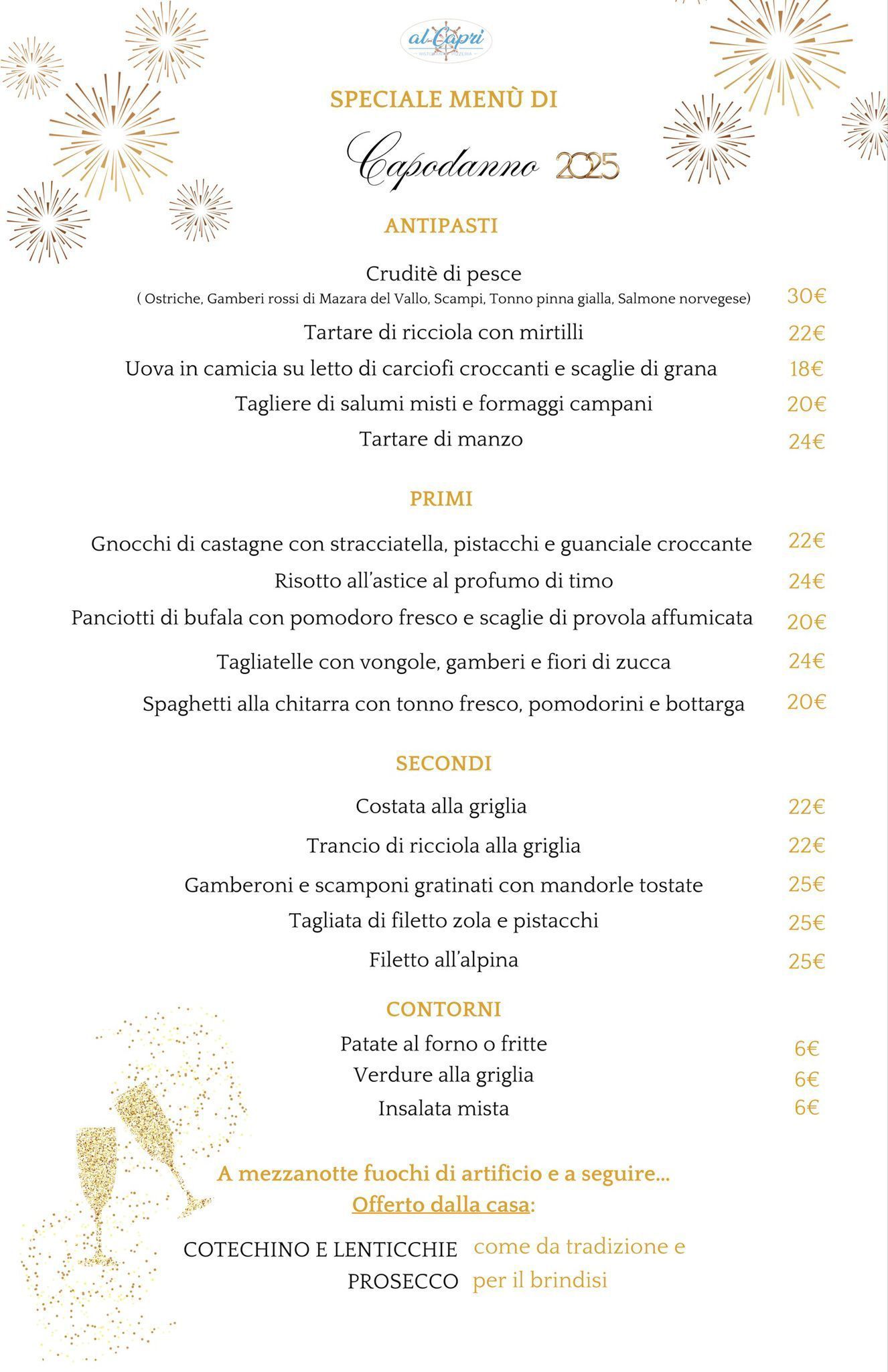 Menù Capodanno Ristorante Al Capri