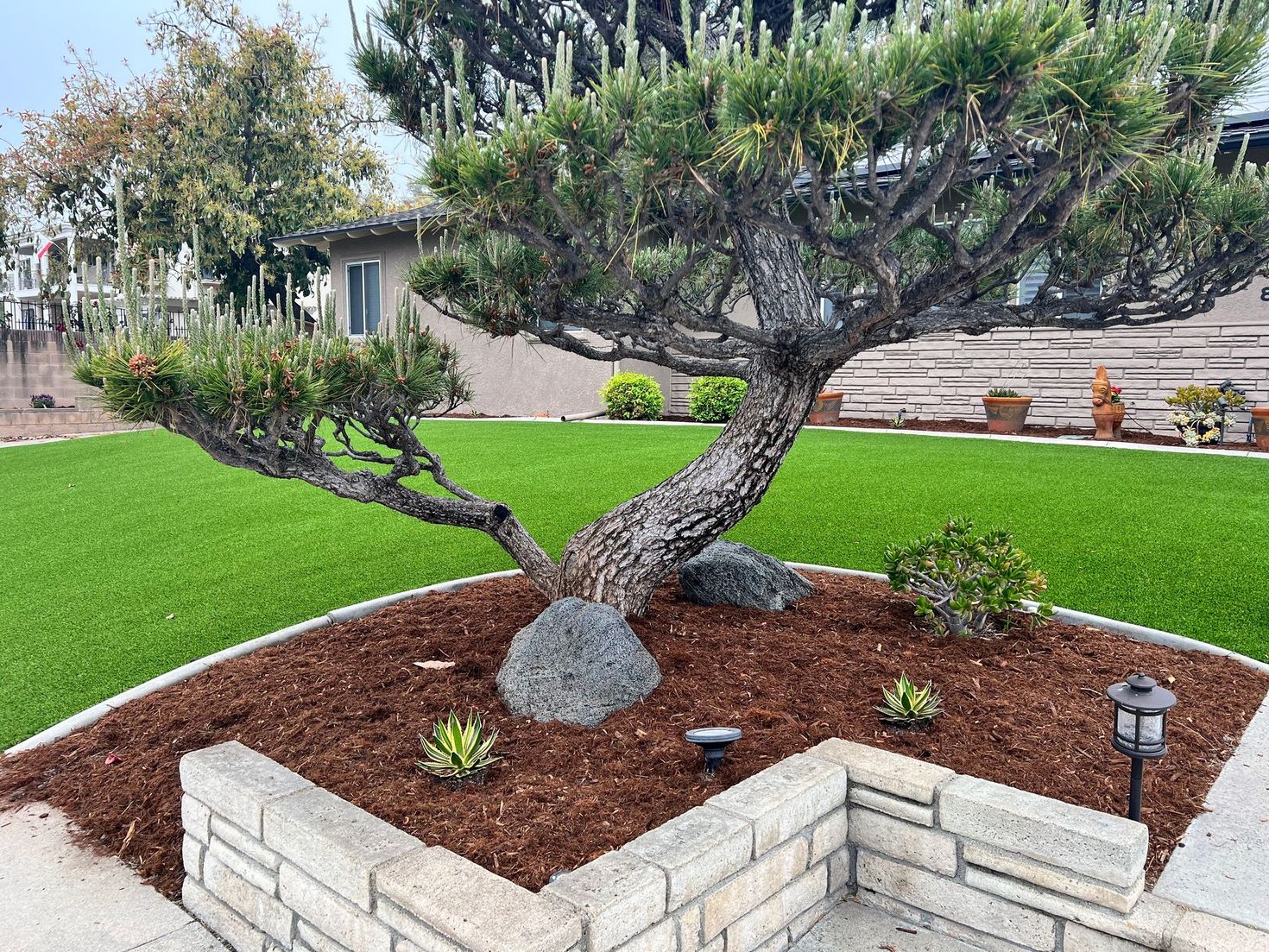 planter and artificial grass