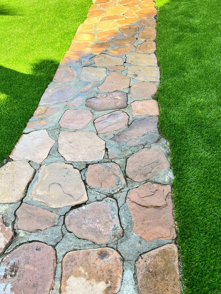 stone path artificial grass