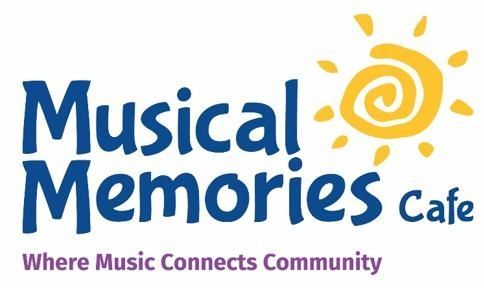 Musical Memories Cafe logo with sun illustration; text says