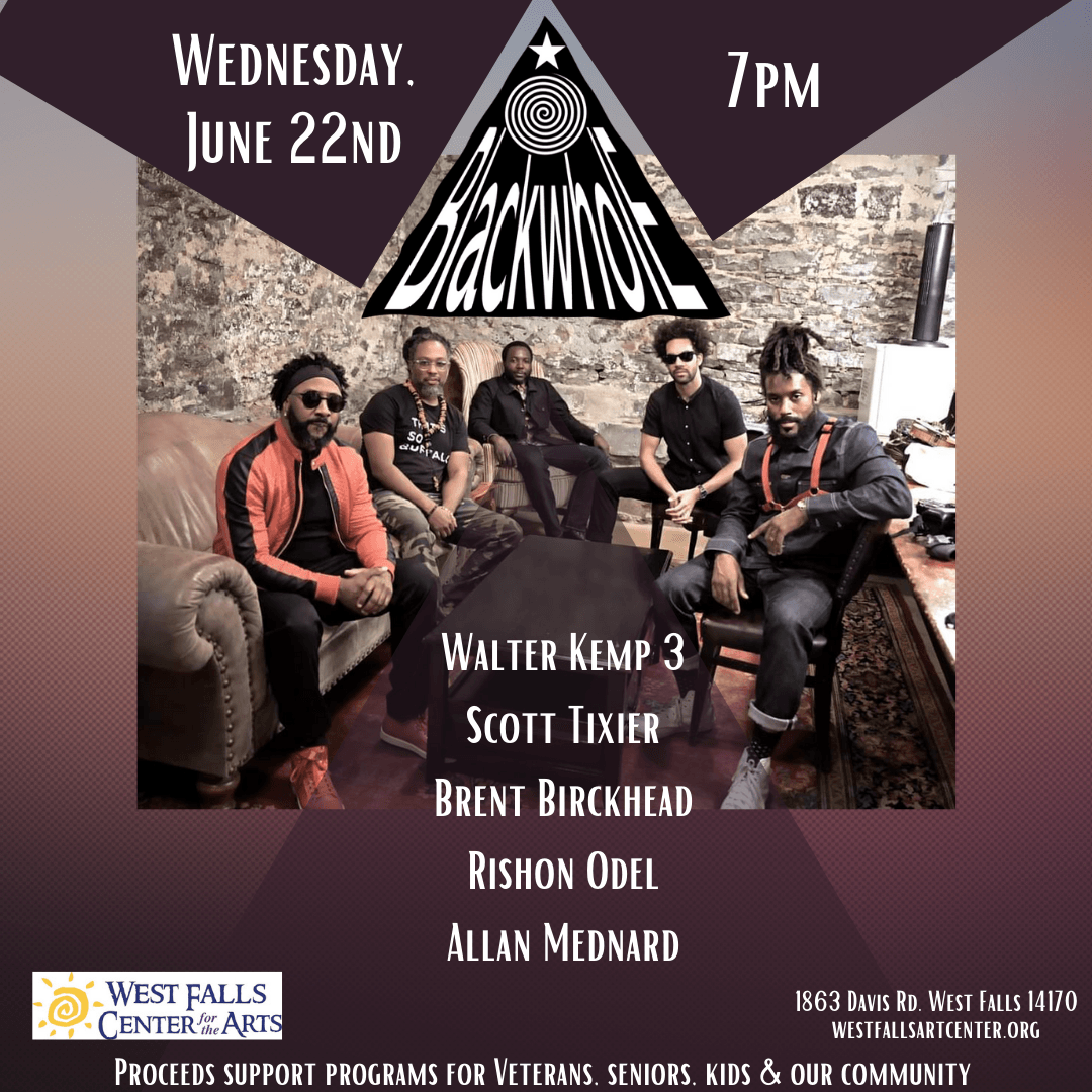 Promotional poster for Blackwood concert: June 22, 7 PM at Westfalls Center for the Arts. Featuring bands and performers.