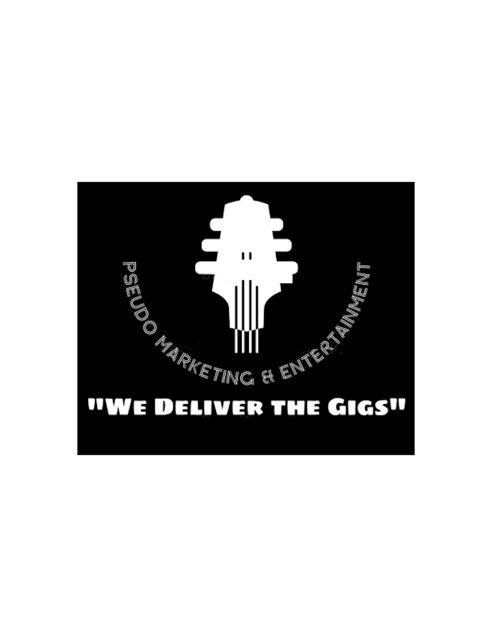 Black and white logo: Stylized cello, text reads