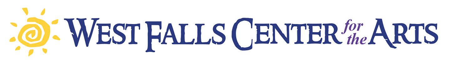 West Falls Center for the Arts logo: Yellow sun icon next to navy text.