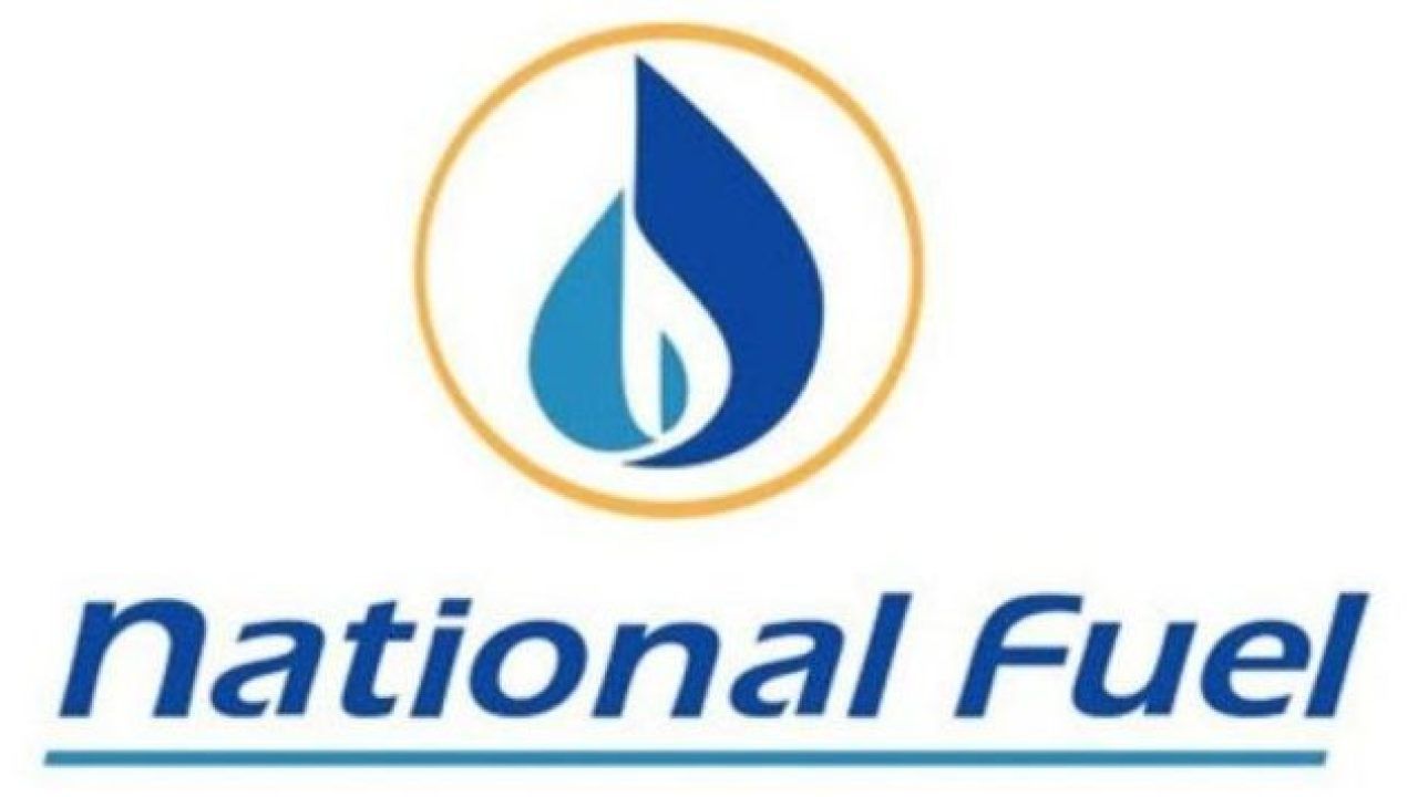 National Fuel logo: Blue flame inside a gold circle above the company name in blue.