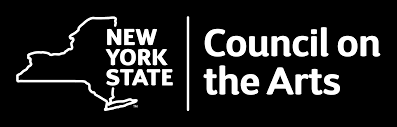 New York State Council on the Arts logo with white text on a black background, featuring the state outline.