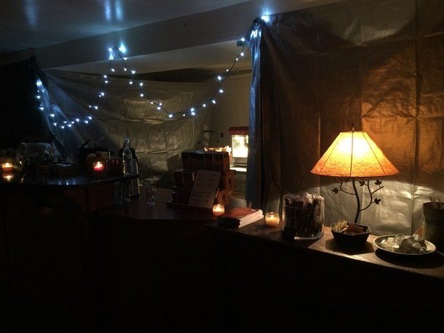 Old setup with tarpaulins and lights