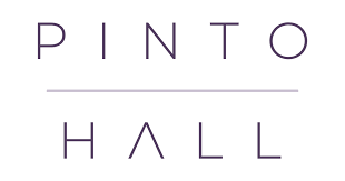 Text logo for Pinto Hall, in purple, with a horizontal gray line separating 