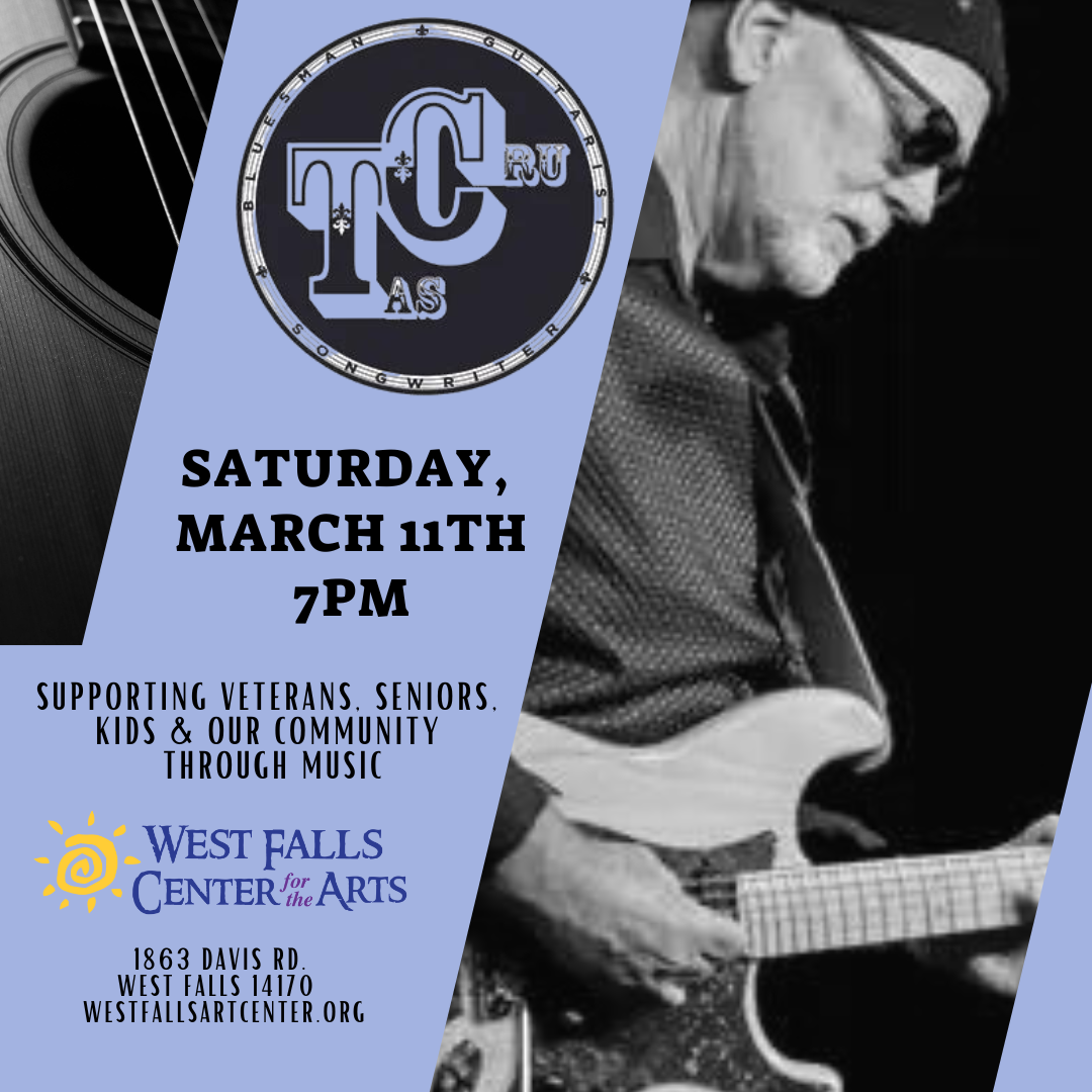 Poster for a music event at West Falls Center for Arts on March 11th at 7 PM.